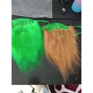 2 Faux Beard Mask St Patrick's Day Leprechaun Costume New